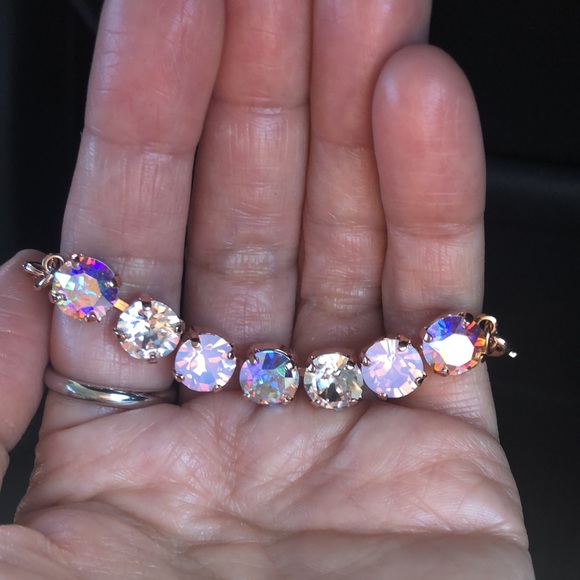 Aurora Borealis, Classic Crystal + Pink Opal Bracelet - Picture 6 of 15